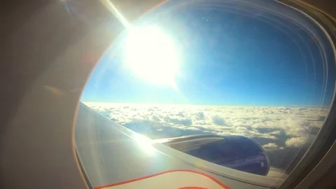 Beautiful view of airplane window overlooking city of India Stock Footage 293405350