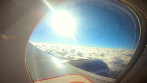 Beautiful view of airplane window overlooking city of India Stock Footage 293405351