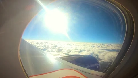 Beautiful view of airplane window overlooking city of India Stock Footage 293405724