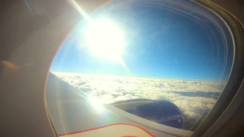 Beautiful view of airplane window overlooking city of India Stock Footage 293405725