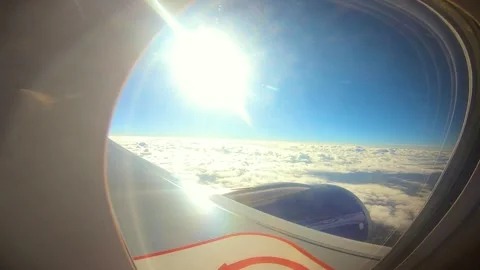 Beautiful view of airplane window overlooking city of India Stock Footage 293405750