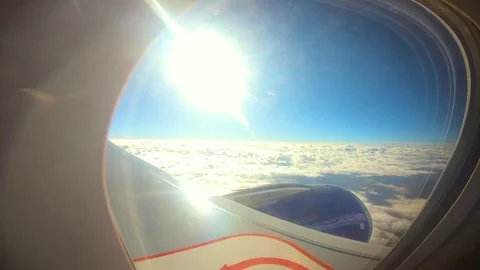 Beautiful view of airplane window overlooking city of India Stock Footage 293405811