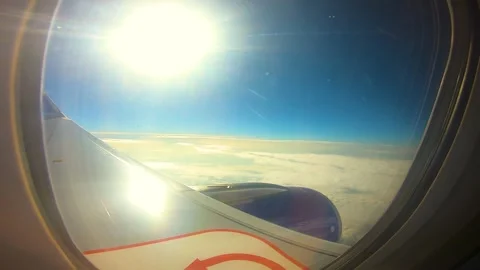 Beautiful view of airplane window overlooking city of India Stock Footage 293405824