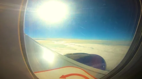 Beautiful view of airplane window overlooking city of India Stock Footage 293405871