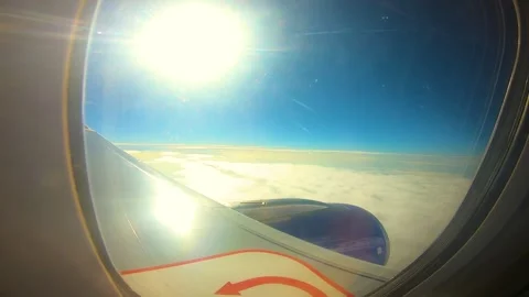 Beautiful view of airplane window overlooking city of India Stock Footage 293405877