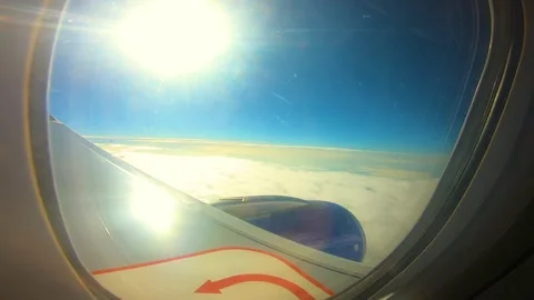 Beautiful view of airplane window overlooking city of India Stock Footage 293405919