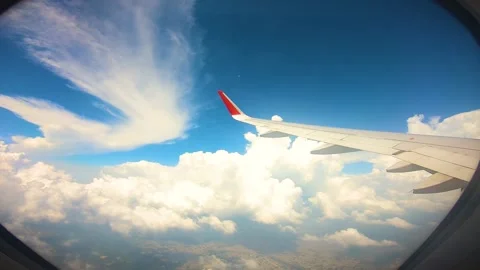 Beautiful view of airplane window overlooking city of India Stock Footage 293406291