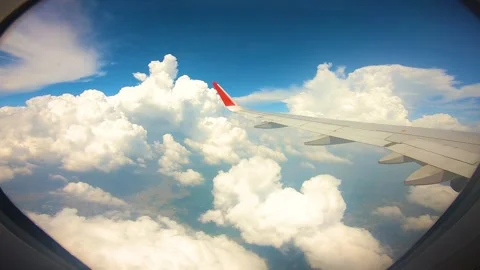 Beautiful view of airplane window overlooking city of India Stock Footage 293406389