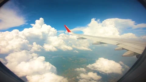 Beautiful view of airplane window overlooking city of India Stock Footage 293406413
