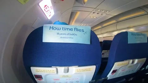 Beautiful view of airplane window overlooking city of India Stock Footage 293406550