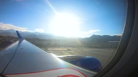 Beautiful view of airplane window overlooking city of India Stock Footage 293407422