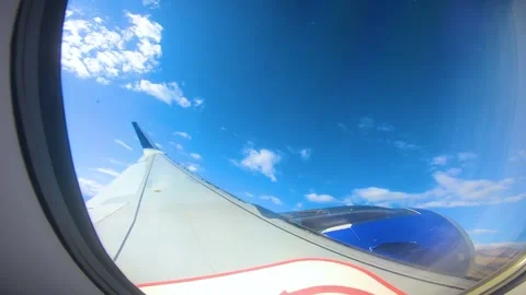 Beautiful view of airplane window overlooking city of India Stock Footage 293408283