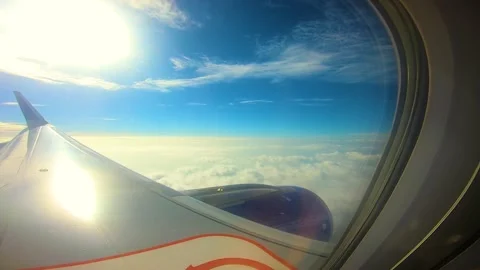 Beautiful view of airplane window overlooking city of India Stock Footage 293411610