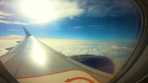 Beautiful view of airplane window overlooking city of India Stock Footage 293411646