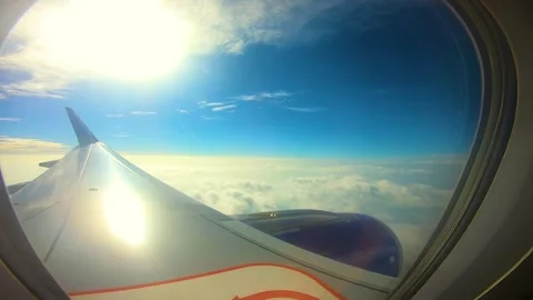 Beautiful view of airplane window overlooking city of India Stock Footage 293411649