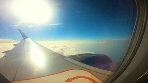 Beautiful view of airplane window overlooking city of India Stock Footage 293411661
