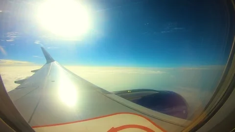 Beautiful view of airplane window overlooking city of India Stock Footage 293411685