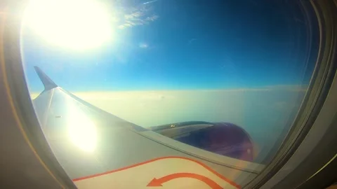 Beautiful view of airplane window overlooking city of India Stock Footage 293411728