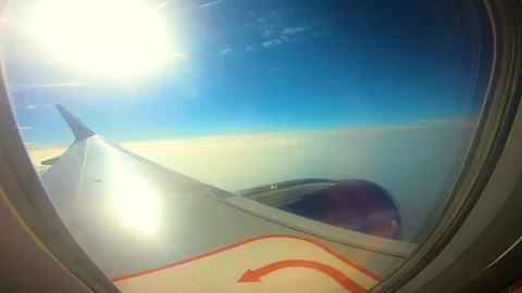 Beautiful view of airplane window overlooking city of India Stock Footage 293411731