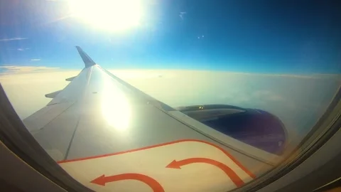 Beautiful view of airplane window overlooking city of India Stock Footage 293411738