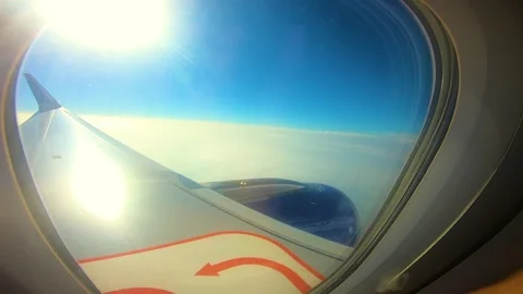 Beautiful view of airplane window overlooking city of India Stock Footage 293411806