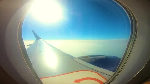 Beautiful view of airplane window overlooking city of India Stock Footage 293411855