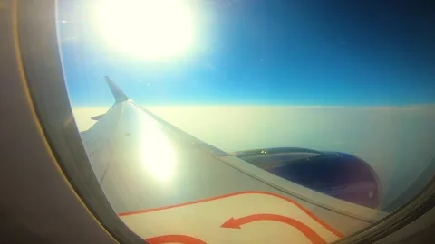 Beautiful view of airplane window overlooking city of India Stock Footage 293411864
