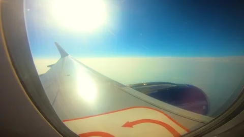 Beautiful view of airplane window overlooking city of India Stock Footage 293411901