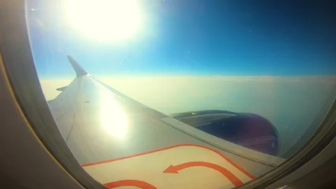 Beautiful view of airplane window overlooking city of India Stock Footage 293411911