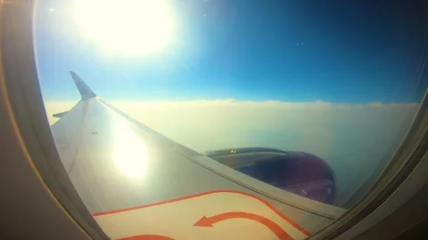Beautiful view of airplane window overlooking city of India Stock Footage 293411940