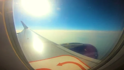 Beautiful view of airplane window overlooking city of India Stock Footage 293411947