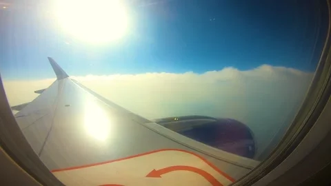 Beautiful view of airplane window overlooking city of India Stock Footage 293411964