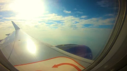Beautiful view of airplane window overlooking city of India Stock Footage 293412034