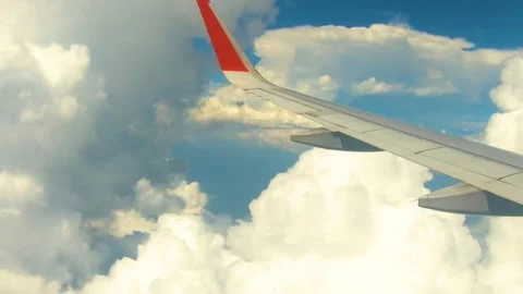 Beautiful view of airplane window overlooking city of India Stock Footage 293412067