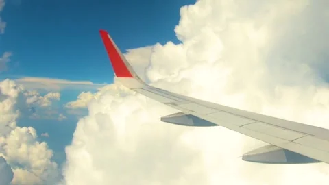 Beautiful view of airplane window overlooking city of India Stock Footage 293412083