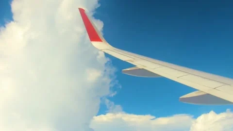 Beautiful view of airplane window overlooking city of India Stock Footage 293412112