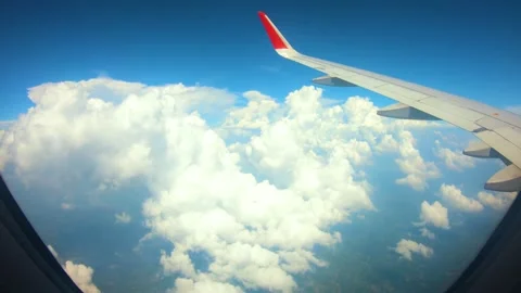 Beautiful view of airplane window overlooking city of India Stock Footage 293412131