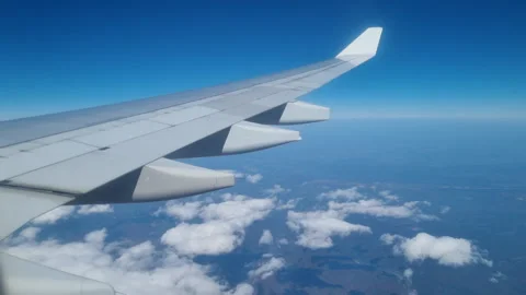 Beautiful view from an airplane window with the wing Stock Footage 320026831
