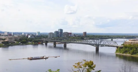 Beautiful view of the Alexandra Bridge in Ottawa Stock Footage 252244545