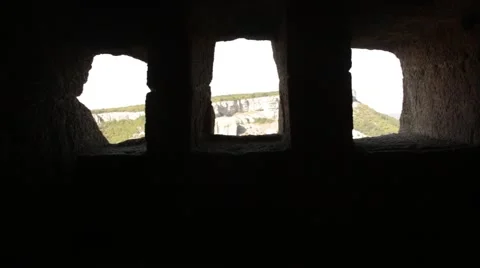 Beautiful View of Ancient Cave Windows Video stock 54463068