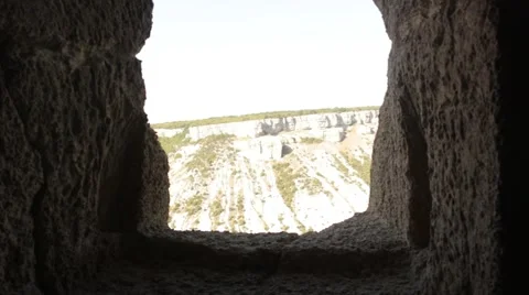 Beautiful View of Ancient Cave Windows Stock Footage 54463081
