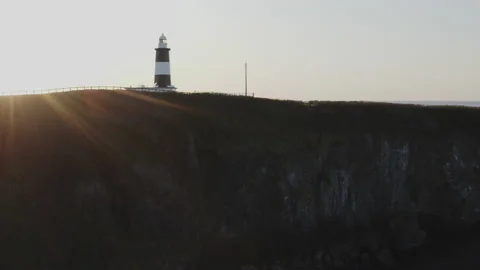 Beautiful view and cape of the lighthouse Stock Footage 131261528