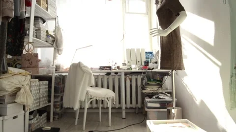 A beautiful view and a scene of a bright workshop for decoration Stock-Footage 129766705