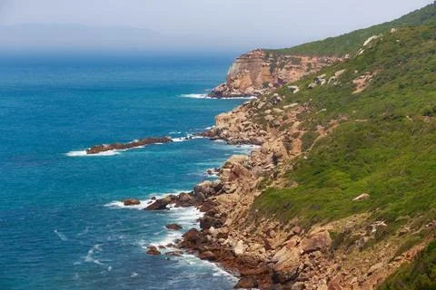 Beautiful view of the Atlantic Ocean and Northern Morocco coast, near Cape .. Stock Photos