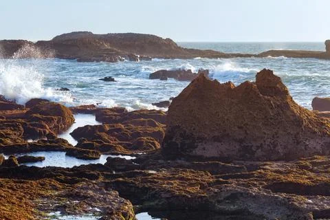 Beautiful view of the Atlantic Ocean in the area of the city of Essaouira i.. Stock Photos