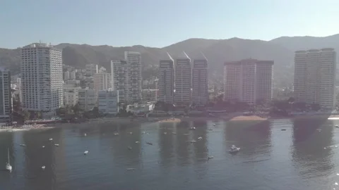 Beautiful view of the beach, aerial view of the beach, acapulco beach seen Stock Footage 169965604