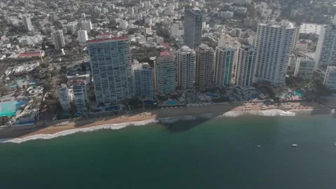 Beautiful view of the beach, aerial view of the beach, acapulco beach seen Stock Footage 169965764