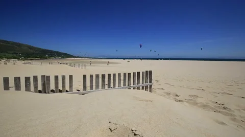 Beautiful view on beach and ocean, Spain, Tarifa Stock Footage 54041869