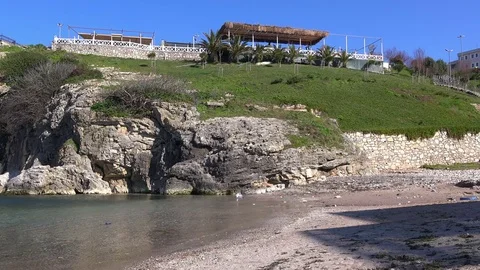 Beautiful view of the beach in clear weather Stock Footage 73820110