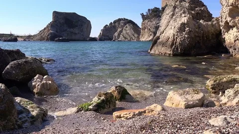 Beautiful view of the beach in clear weather, Turkey Video stock 74401196